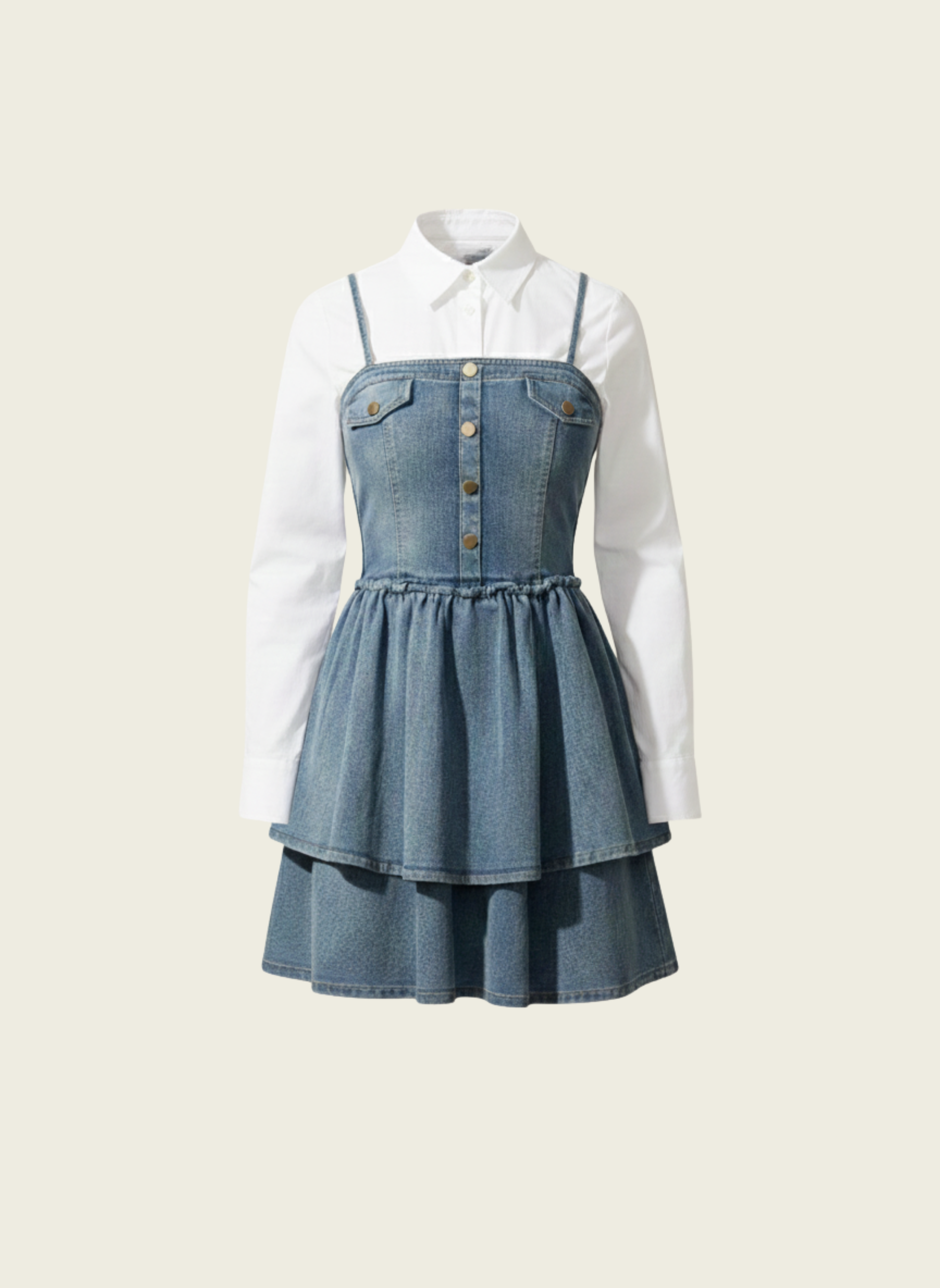 The Tiered Denim Pinafore Dress