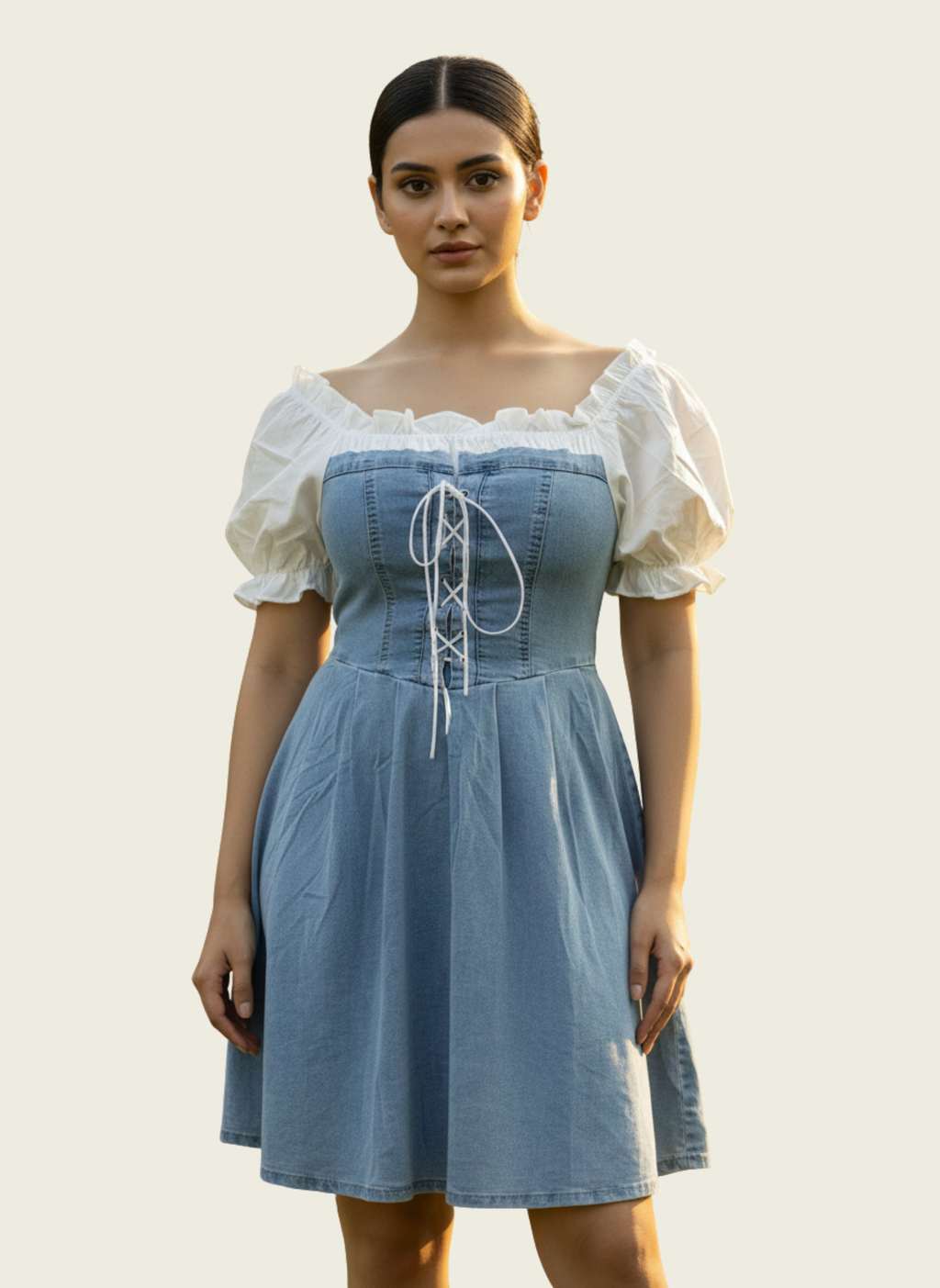 The Lace-Up Denim Cottage Dress