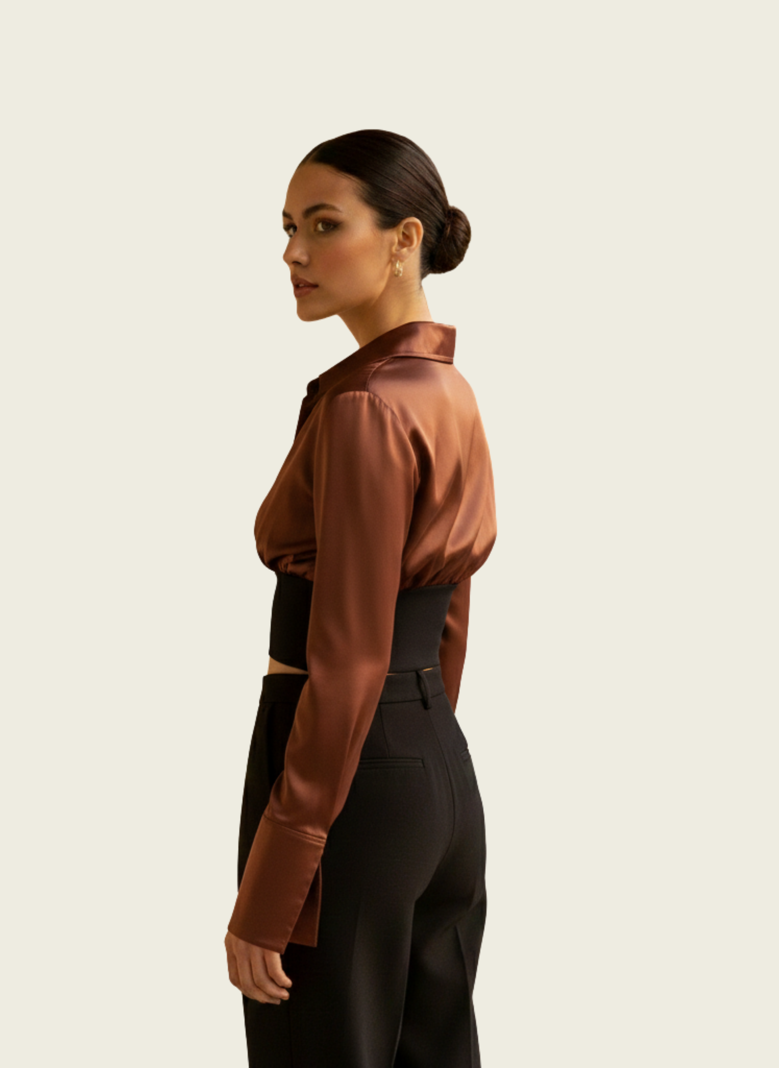 The Cinched Satin Crop Shirt
