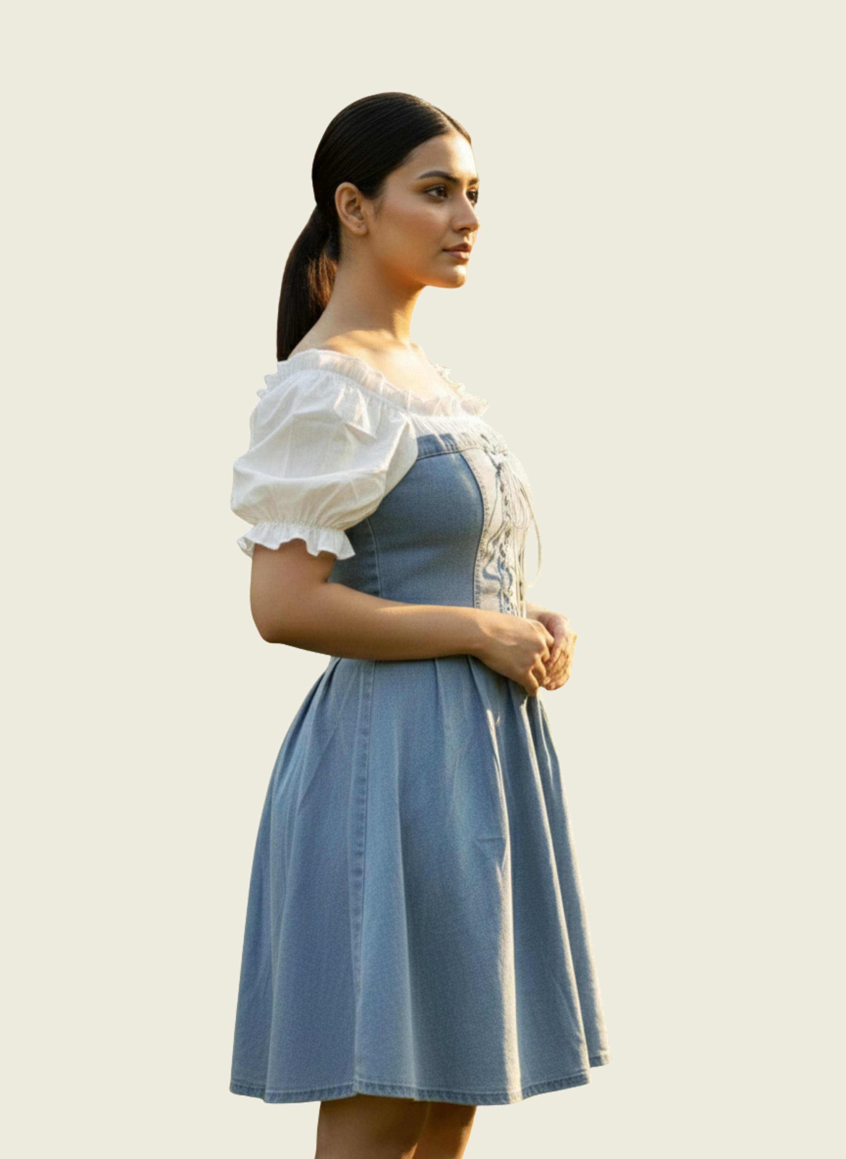 The Lace-Up Denim Cottage Dress