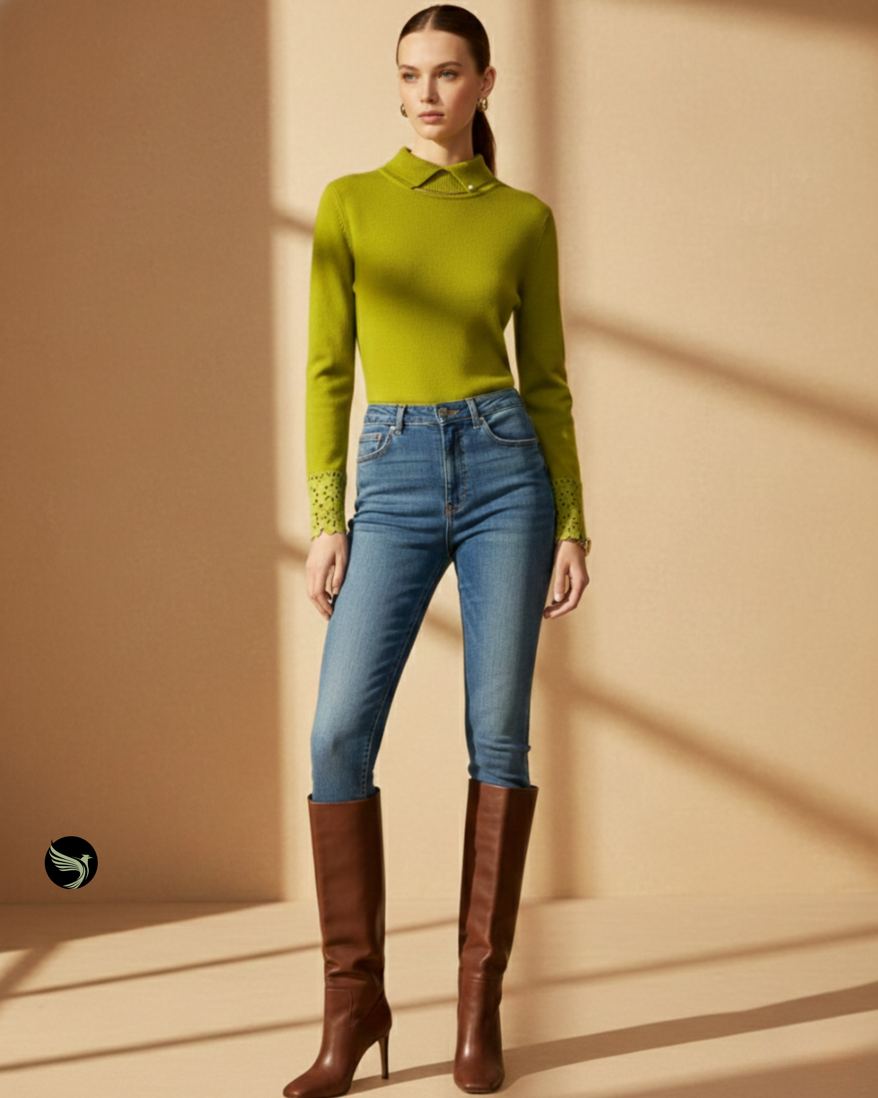 Collared Eyelet Sweater