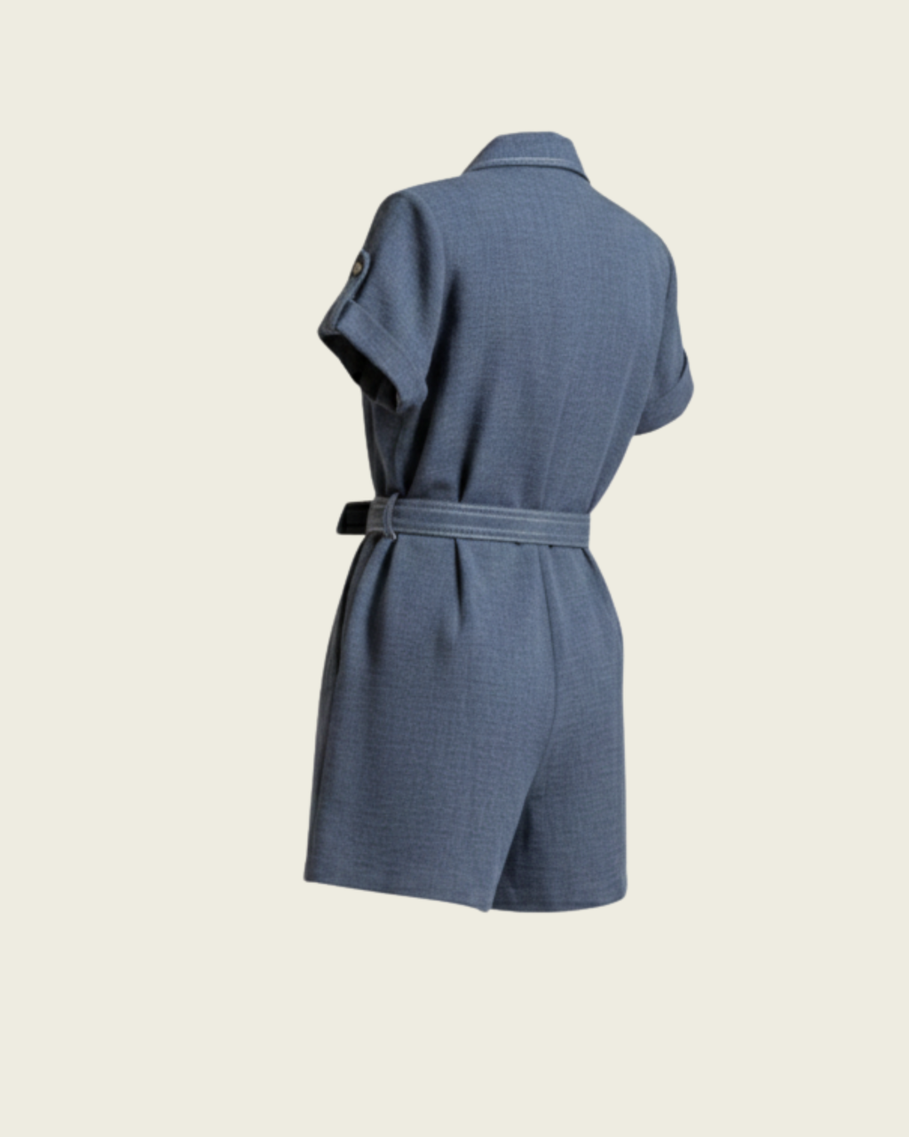 Contrast-Stitch Denim Playsuit
