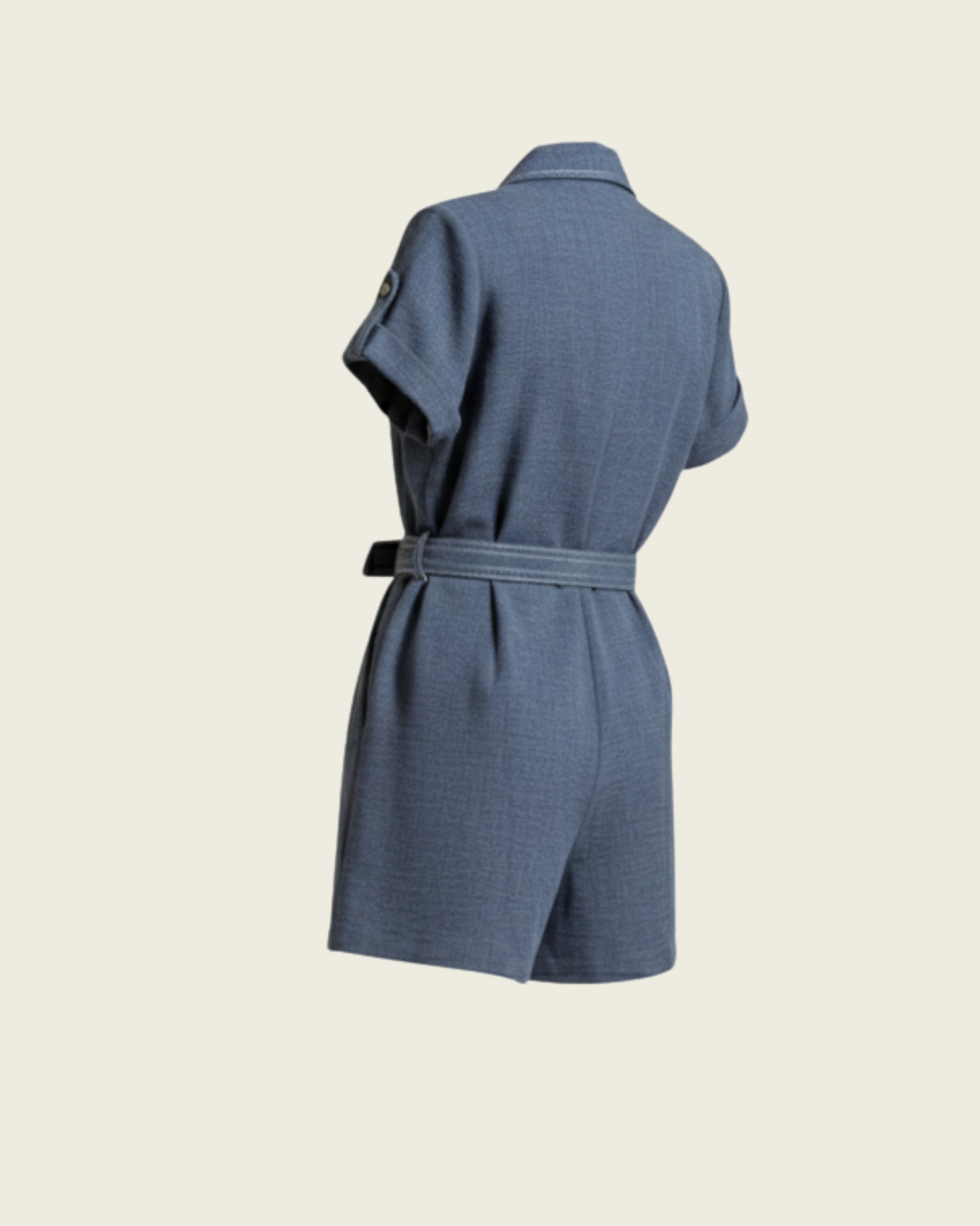 Contrast-Stitch Denim Playsuit