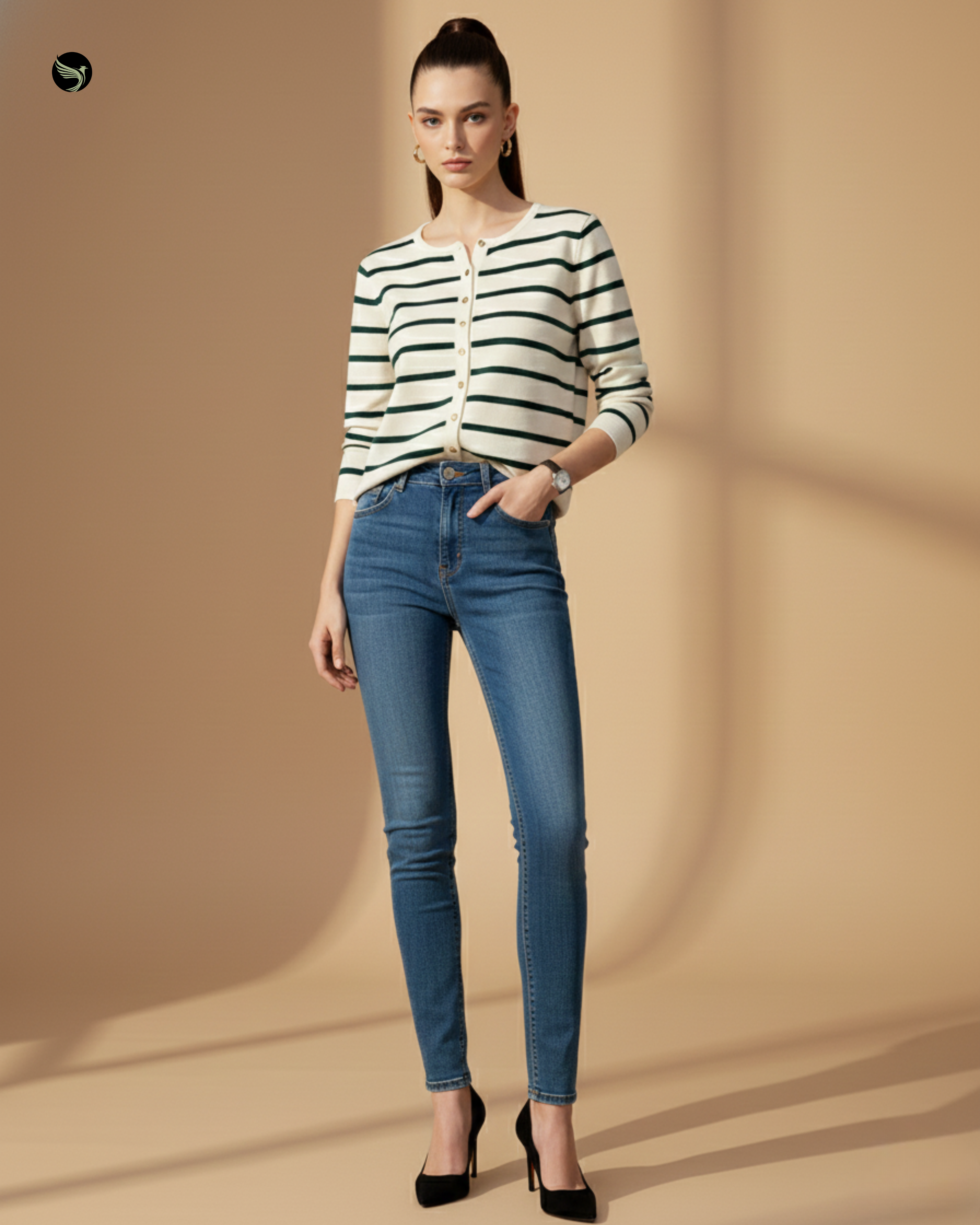 Timeless Stripe Buttoned Top