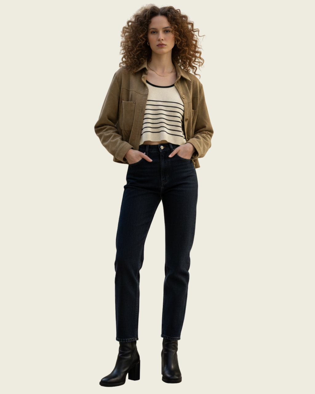 Corduroy Button-Up Crop Jacket