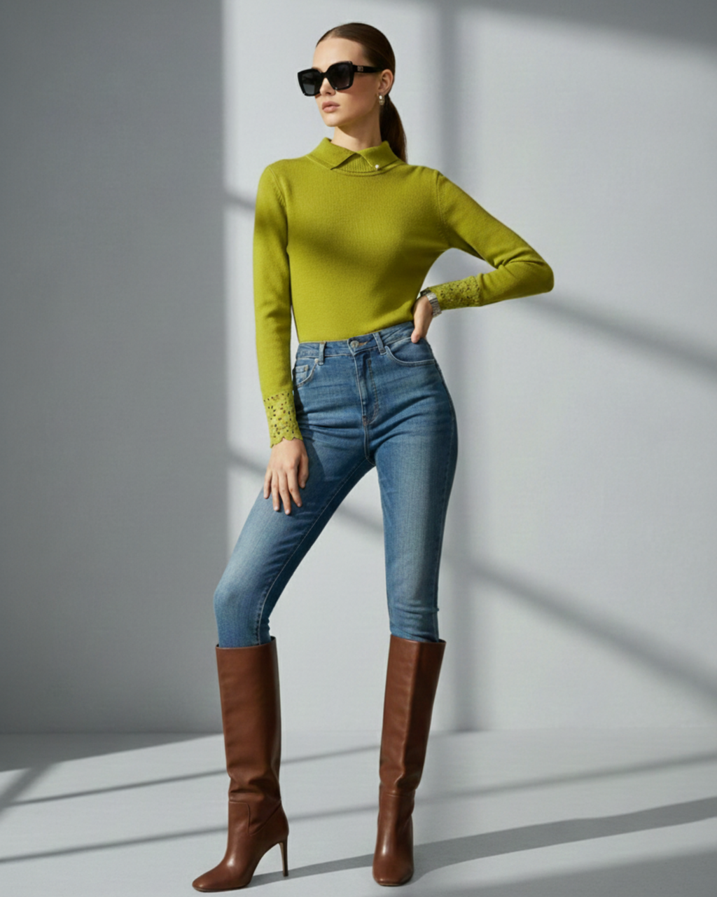 Collared Eyelet Sweater