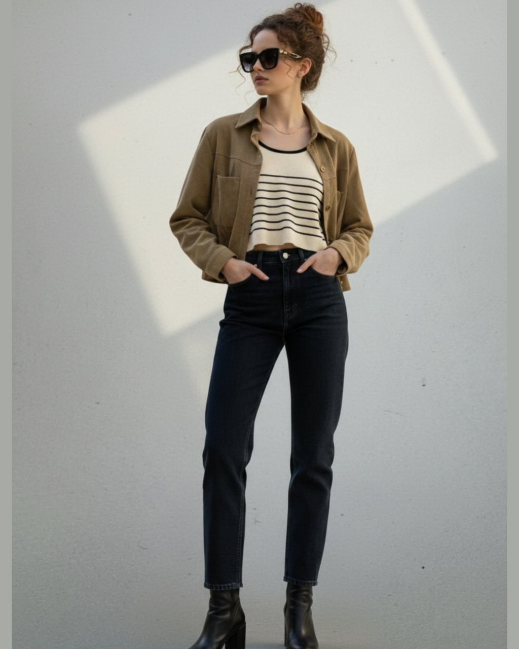 Corduroy Button-Up Crop Jacket