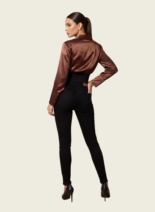 The Cinched Satin Crop Shirt