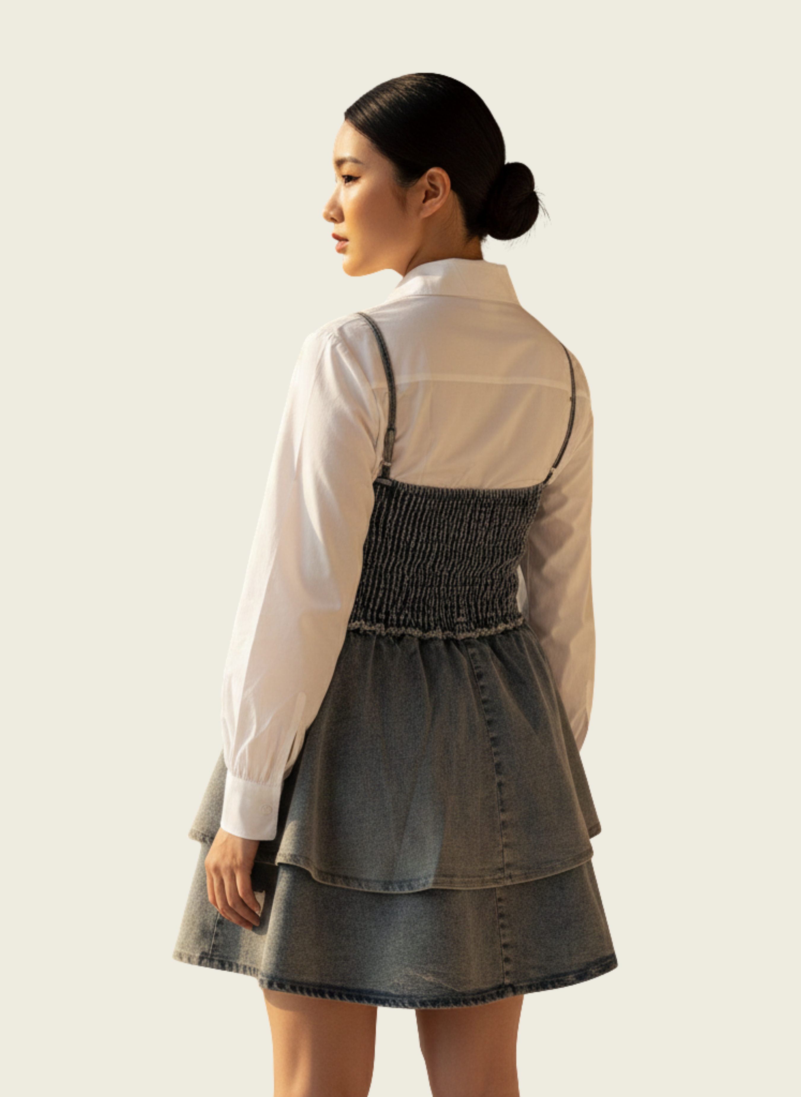 The Tiered Denim Pinafore Dress