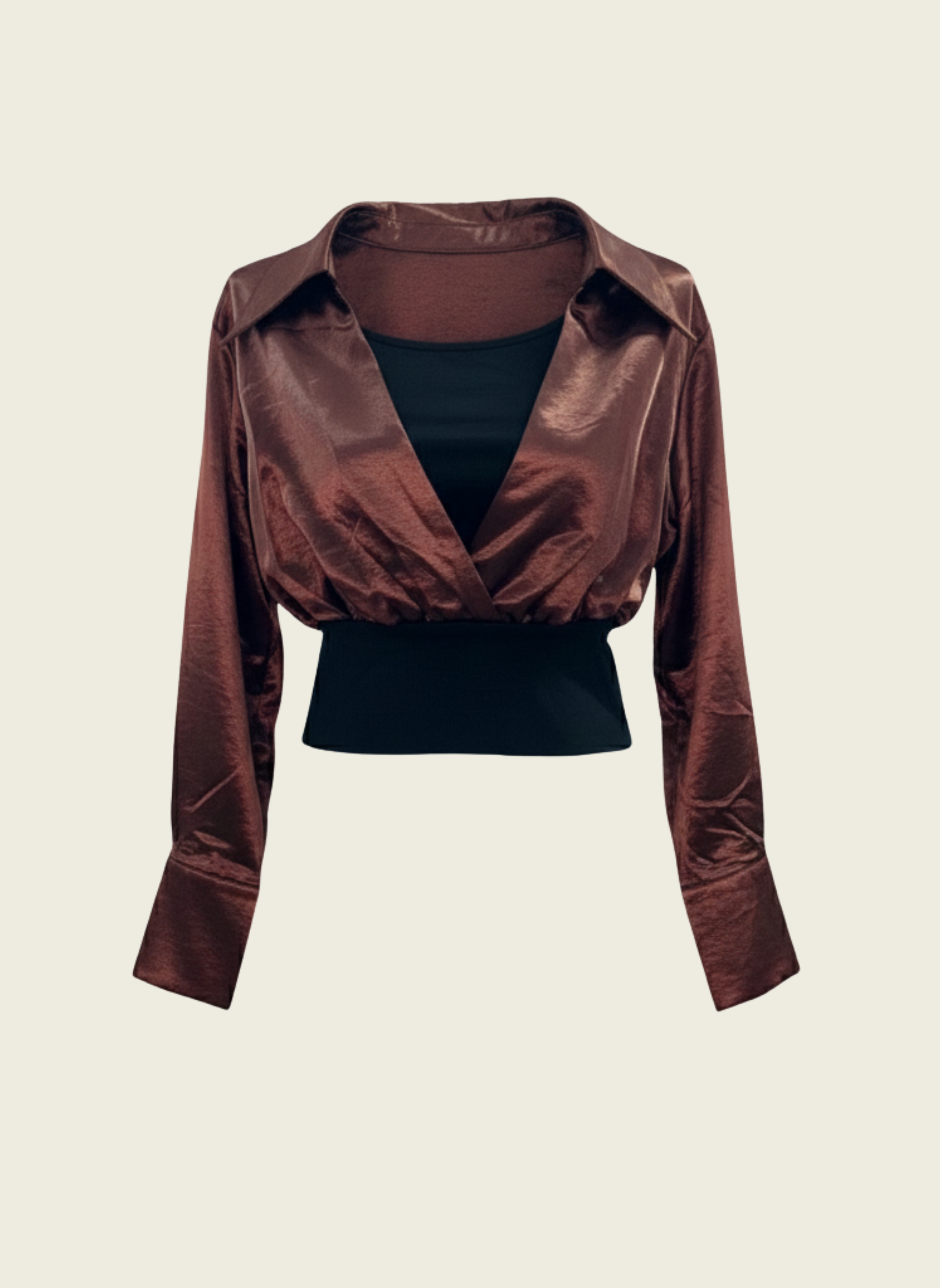 The Cinched Satin Crop Shirt