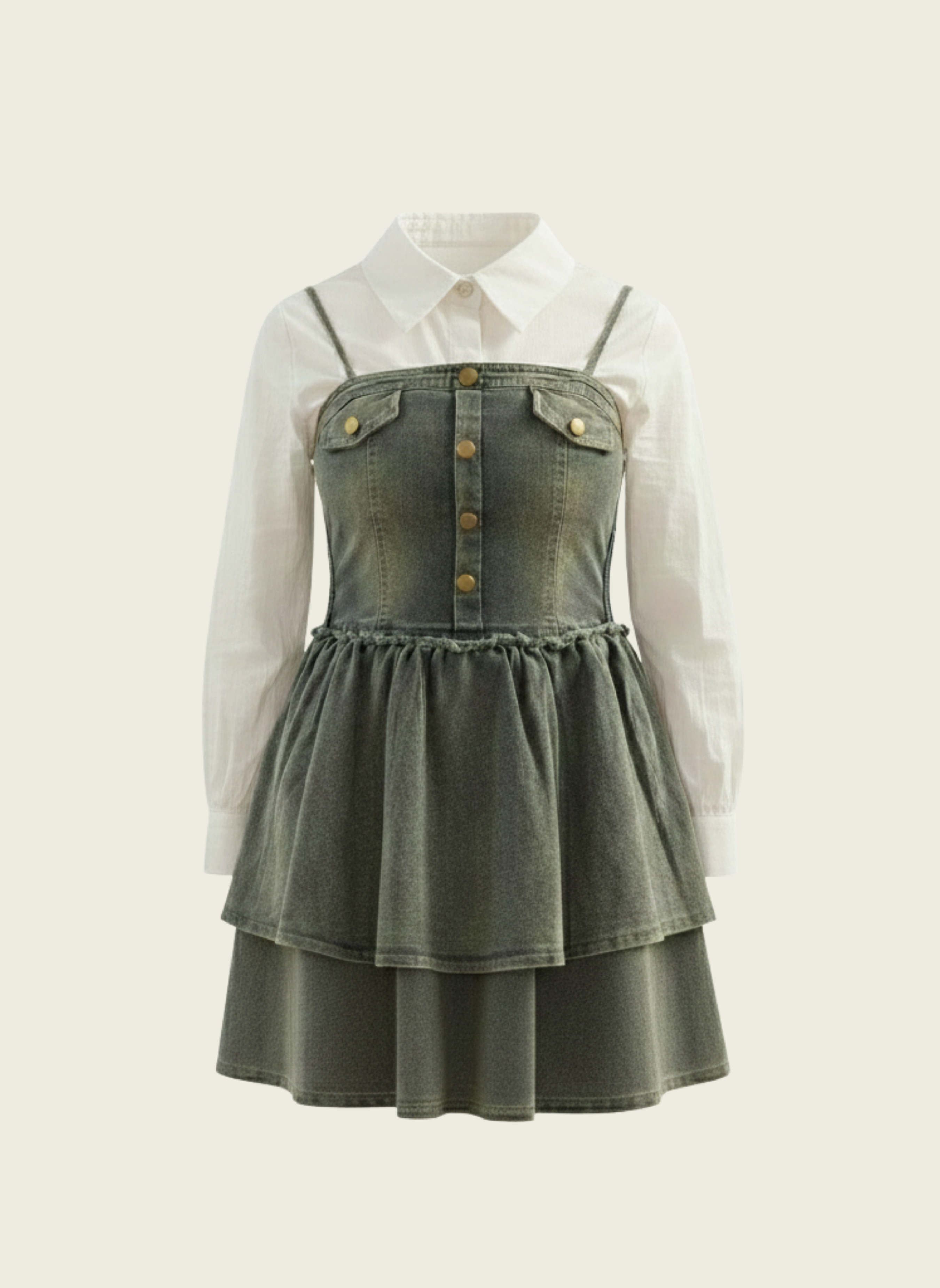 The Tiered Denim Pinafore Dress