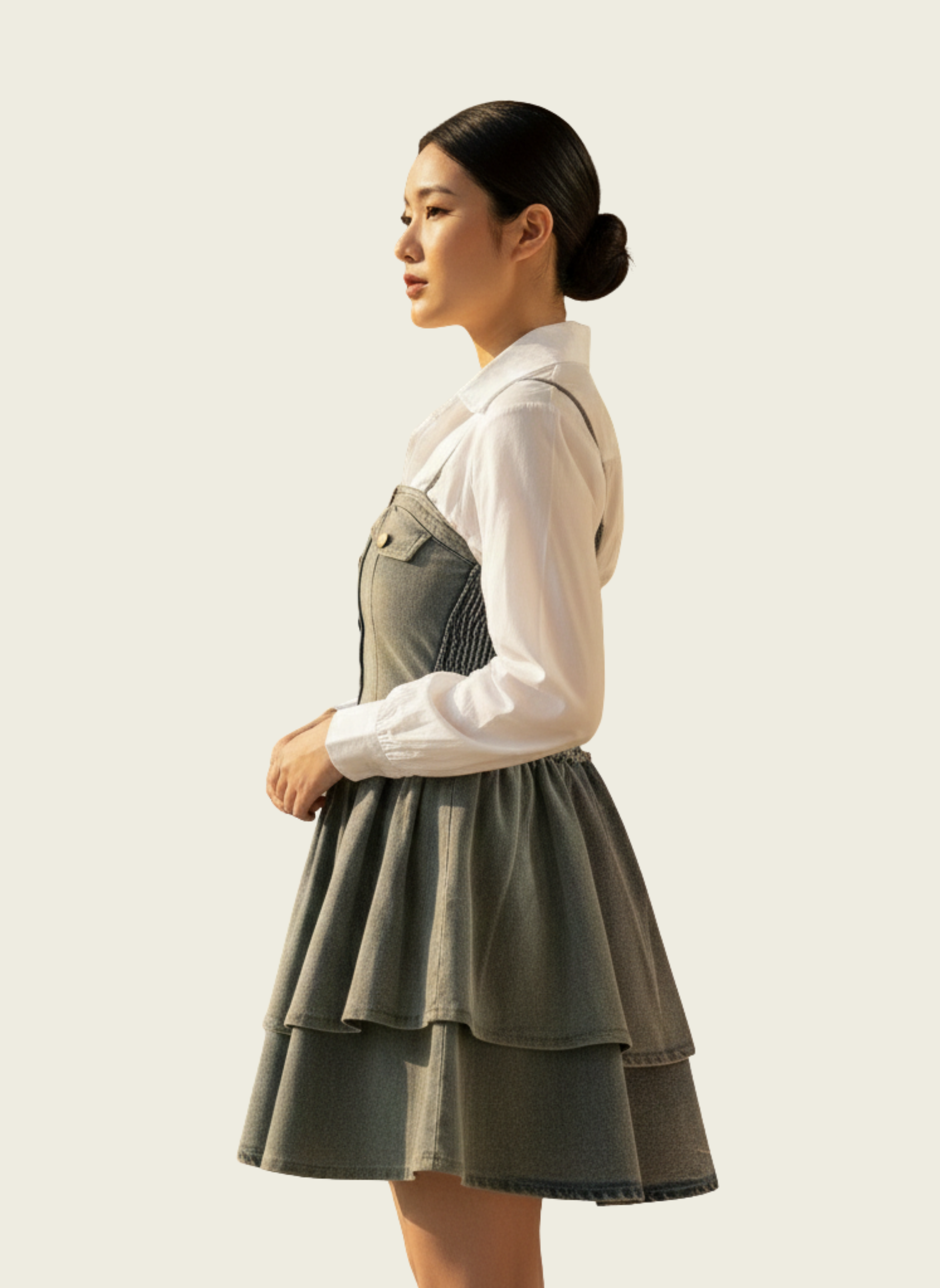 The Tiered Denim Pinafore Dress